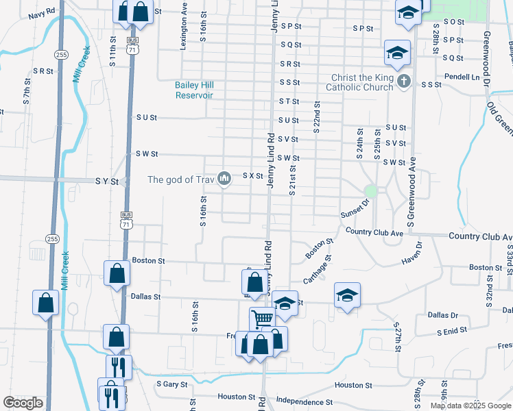 map of restaurants, bars, coffee shops, grocery stores, and more near 1913 South Z Street in Fort Smith