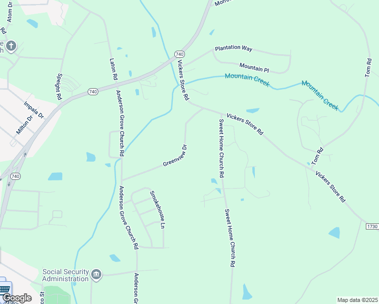 map of restaurants, bars, coffee shops, grocery stores, and more near 42732 Greenview Drive in Albemarle