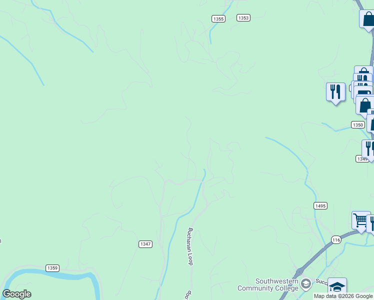 map of restaurants, bars, coffee shops, grocery stores, and more near 135 Old Rogers Lane in Sylva