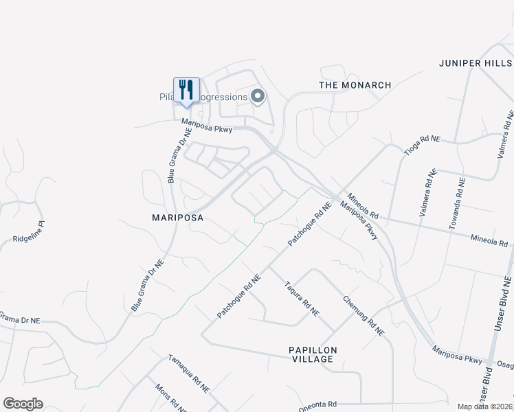 map of restaurants, bars, coffee shops, grocery stores, and more near 2709 La Luz Circle Northeast in Rio Rancho
