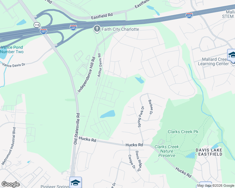 map of restaurants, bars, coffee shops, grocery stores, and more near 5823 Cloverside Lane in Charlotte