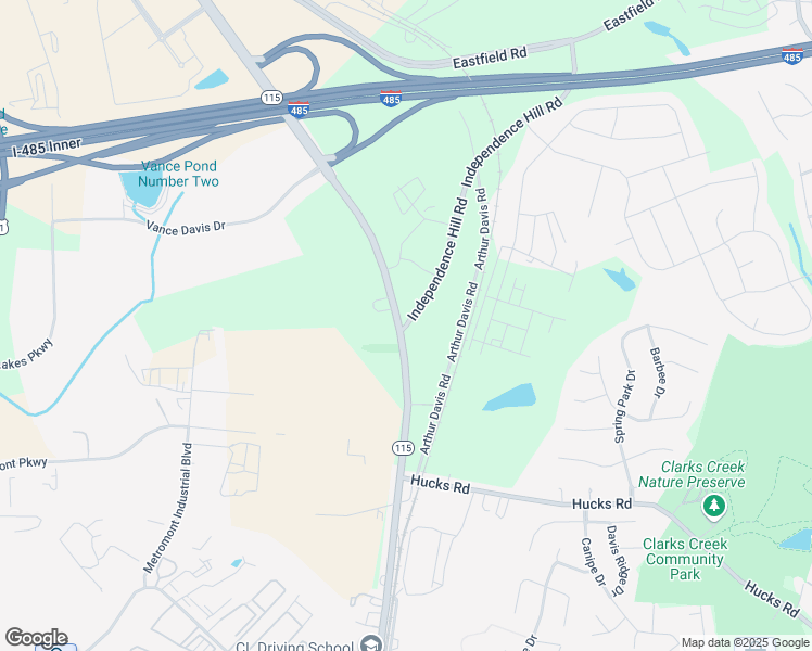 map of restaurants, bars, coffee shops, grocery stores, and more near 10100 Independence Hill Road in Huntersville