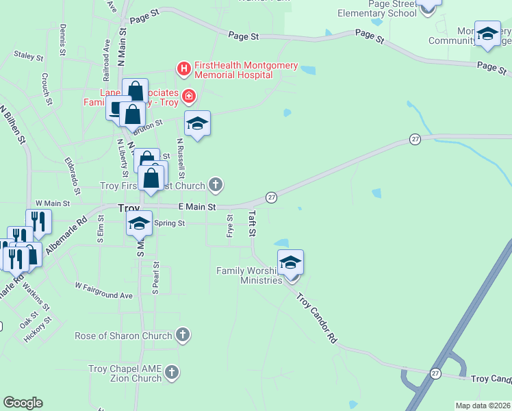 map of restaurants, bars, coffee shops, grocery stores, and more near 110 Taft Street in Troy