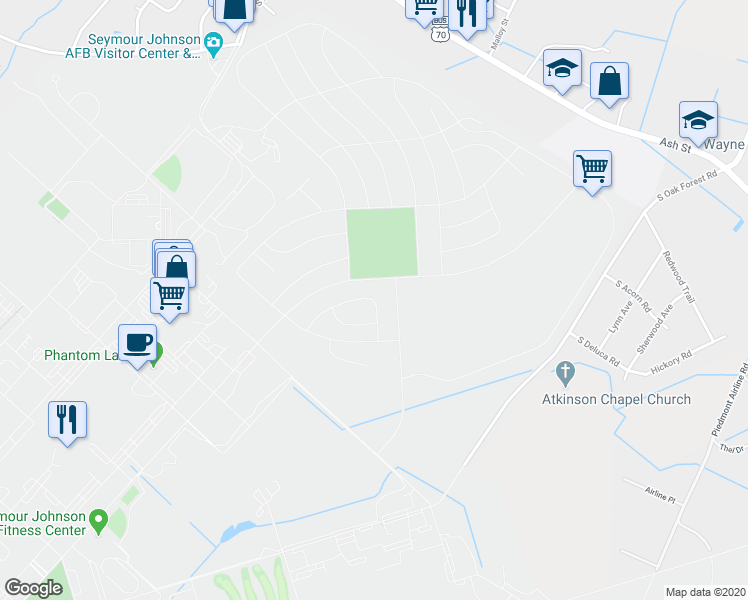 map of restaurants, bars, coffee shops, grocery stores, and more near 526 Whisner Street in Goldsboro