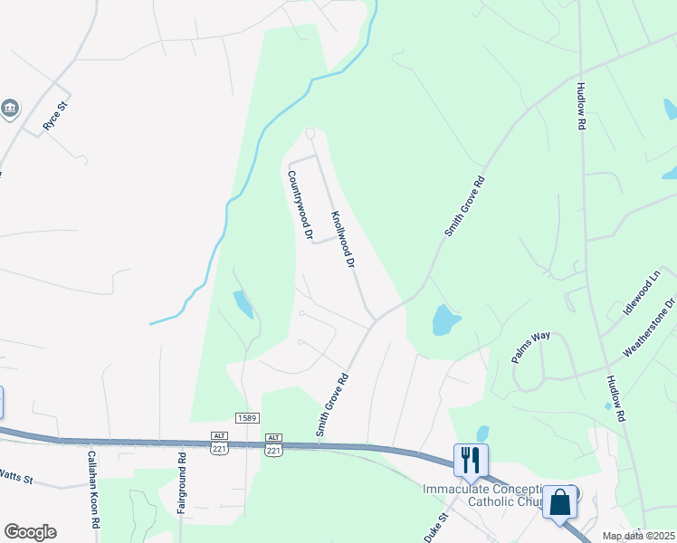 map of restaurants, bars, coffee shops, grocery stores, and more near 181 Knollwood Drive in Forest City