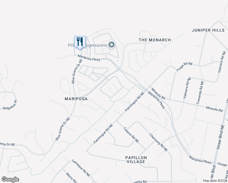 map of restaurants, bars, coffee shops, grocery stores, and more near 6028 North Sandia Court in Rio Rancho