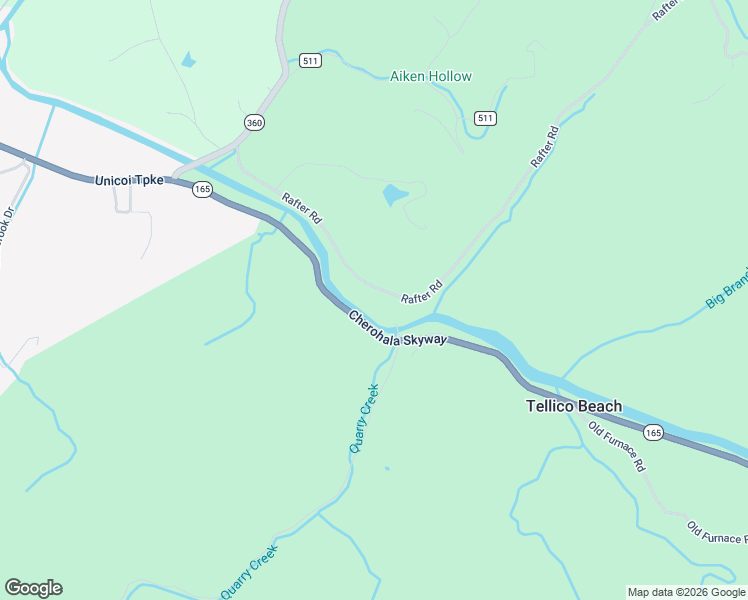 map of restaurants, bars, coffee shops, grocery stores, and more near 220 Rafter Road in Tellico Plains