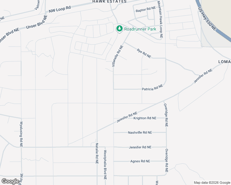 map of restaurants, bars, coffee shops, grocery stores, and more near Villanelle Road Northeast in Rio Rancho