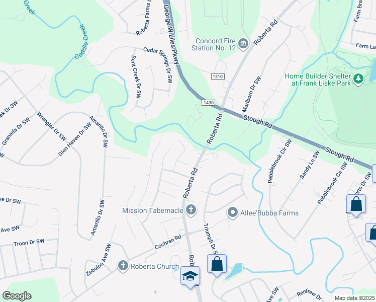 map of restaurants, bars, coffee shops, grocery stores, and more near 4617 Hampton Chase Drive Southwest in Concord