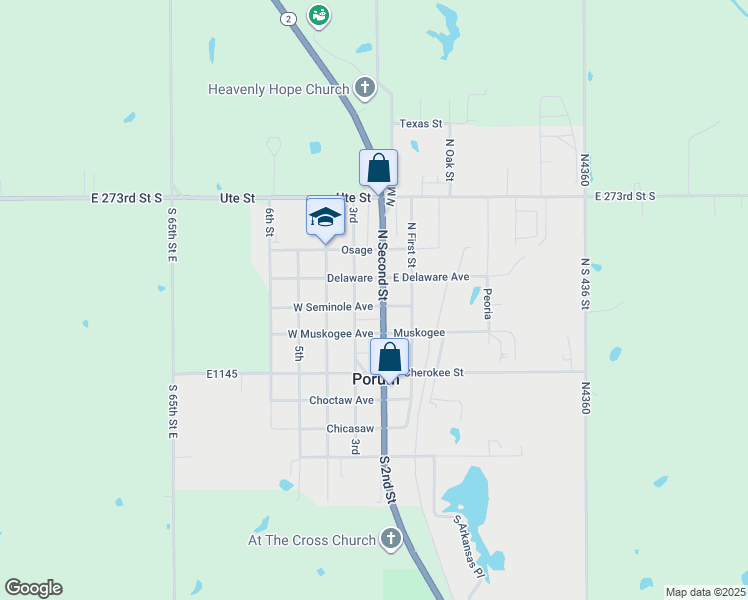 map of restaurants, bars, coffee shops, grocery stores, and more near in Muskogee