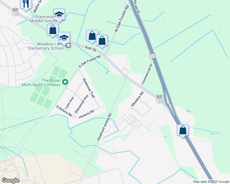 map of restaurants, bars, coffee shops, grocery stores, and more near 158 Piedmont Airline Road in Goldsboro