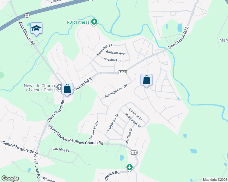 map of restaurants, bars, coffee shops, grocery stores, and more near 4153 Broadstairs Drive Southwest in Concord