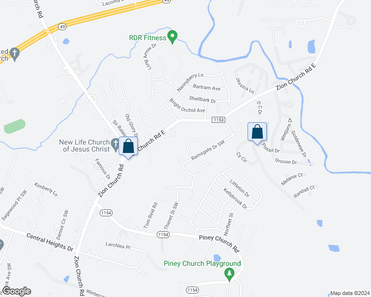 map of restaurants, bars, coffee shops, grocery stores, and more near 4206 Broadstairs Drive Southwest in Concord