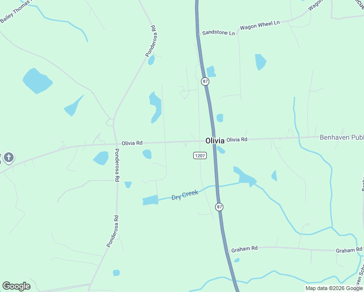 map of restaurants, bars, coffee shops, grocery stores, and more near 3876 Olivia Road in Sanford