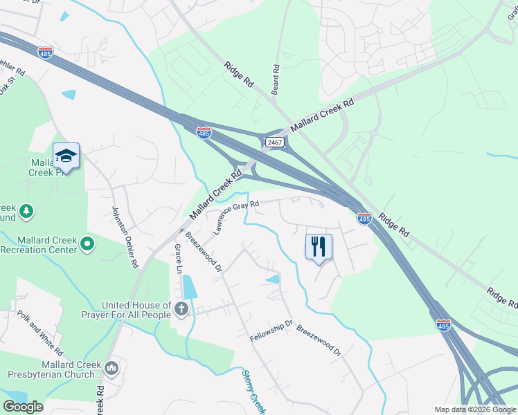 map of restaurants, bars, coffee shops, grocery stores, and more near in Charlotte