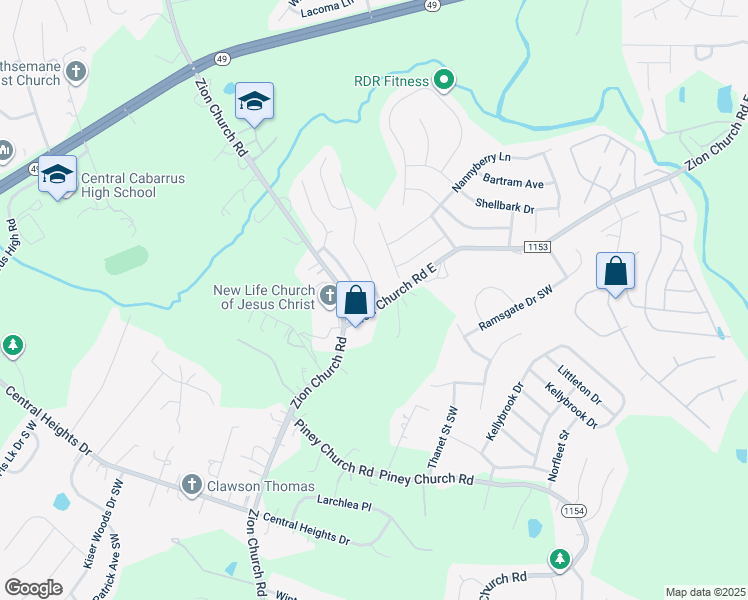 map of restaurants, bars, coffee shops, grocery stores, and more near 823 Winthrop Lane in Concord