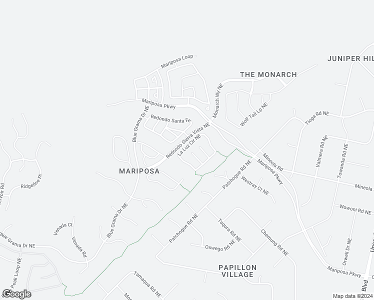 map of restaurants, bars, coffee shops, grocery stores, and more near 2612 La Luz Circle Northeast in Rio Rancho