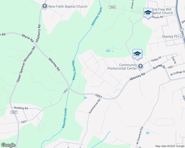 map of restaurants, bars, coffee shops, grocery stores, and more near 301 Bennington Drive in Stanley