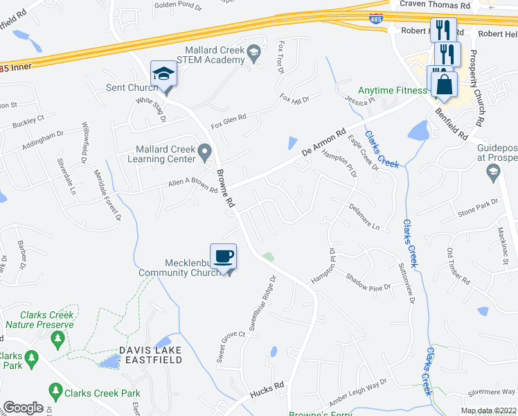 map of restaurants, bars, coffee shops, grocery stores, and more near in Charlotte