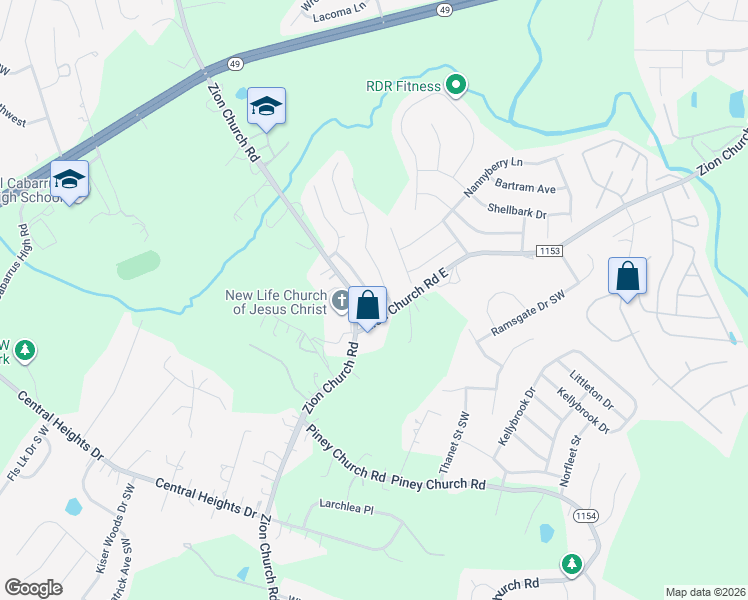 map of restaurants, bars, coffee shops, grocery stores, and more near 784 Sir Raleigh Drive in Concord