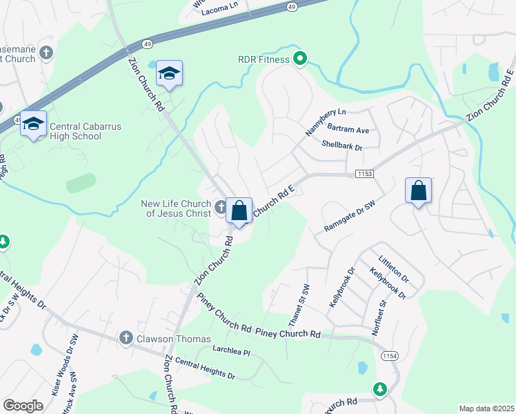 map of restaurants, bars, coffee shops, grocery stores, and more near 4163 Old Glory Drive in Concord