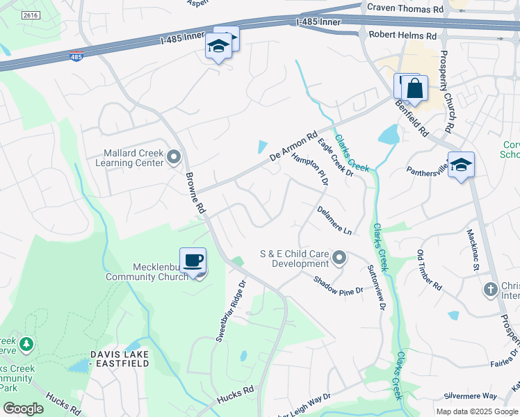 map of restaurants, bars, coffee shops, grocery stores, and more near 8521 Mineral Ridge Way in Charlotte