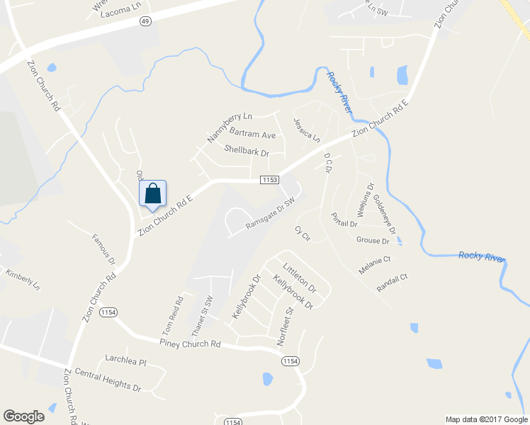 map of restaurants, bars, coffee shops, grocery stores, and more near 990 Ramsgate Drive Southwest in Concord