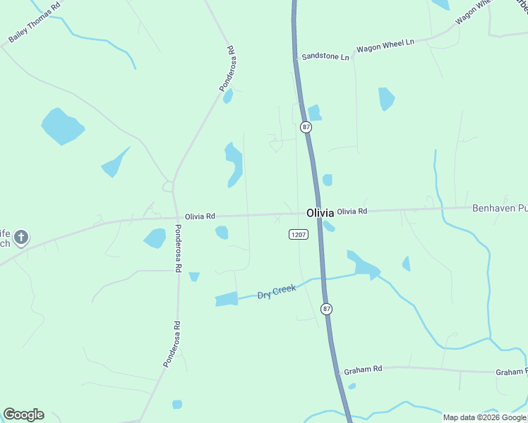 map of restaurants, bars, coffee shops, grocery stores, and more near 3876 Olivia Road in Sanford