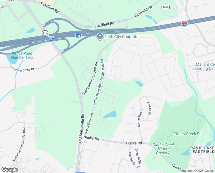 map of restaurants, bars, coffee shops, grocery stores, and more near 10220 Eastfield Road in Huntersville
