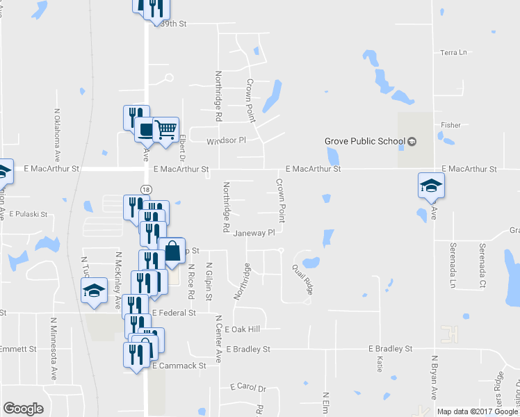 map of restaurants, bars, coffee shops, grocery stores, and more near 10 Bingham Circle in Shawnee