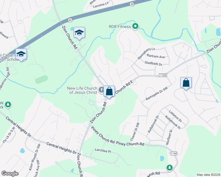map of restaurants, bars, coffee shops, grocery stores, and more near 784 Sir Raleigh Drive in Concord