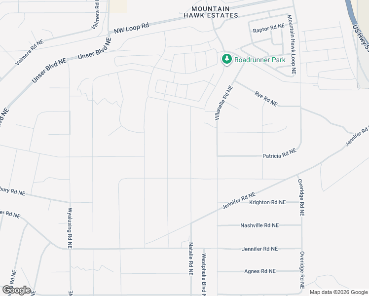 map of restaurants, bars, coffee shops, grocery stores, and more near Natalie Northeast in Rio Rancho