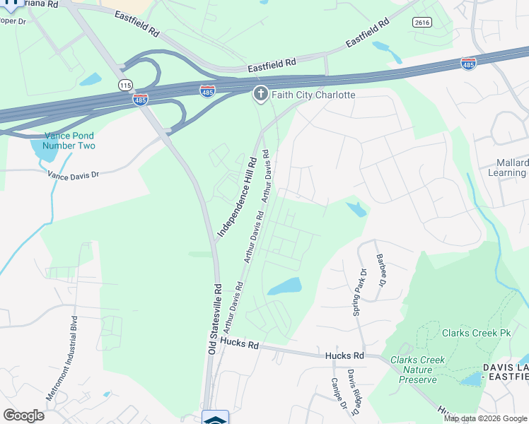 map of restaurants, bars, coffee shops, grocery stores, and more near 10220 Eastfield Road in Huntersville