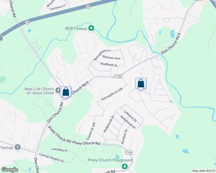 map of restaurants, bars, coffee shops, grocery stores, and more near 4153 Broadstairs Drive Southwest in Concord
