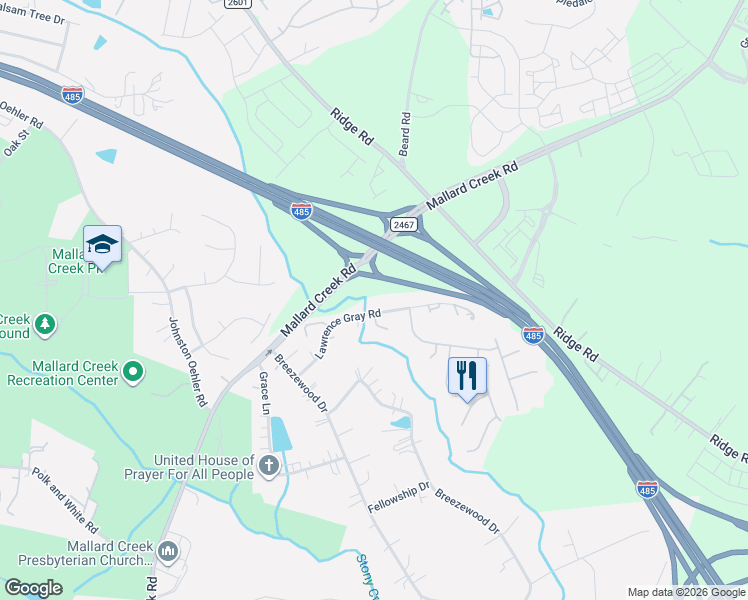 map of restaurants, bars, coffee shops, grocery stores, and more near in Charlotte