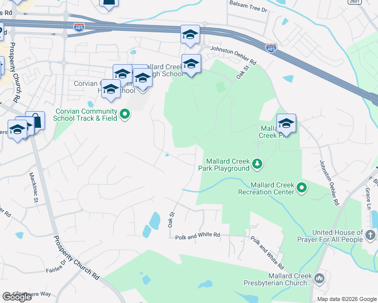 map of restaurants, bars, coffee shops, grocery stores, and more near 3473 Johnston Oehler Road in Charlotte