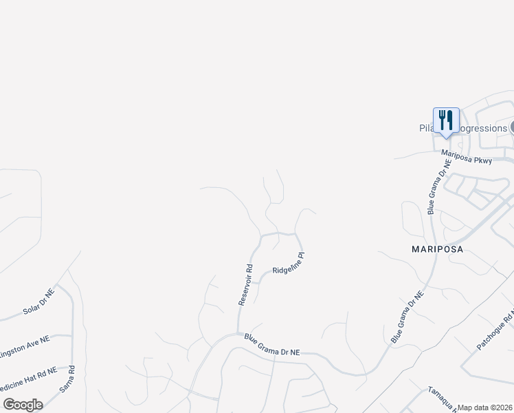 map of restaurants, bars, coffee shops, grocery stores, and more near 6019 Rooster Point Road in Rio Rancho