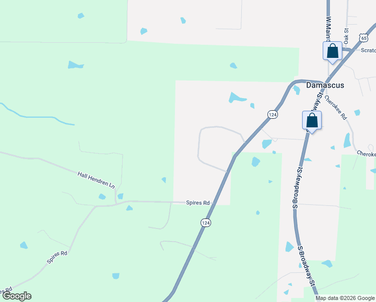 map of restaurants, bars, coffee shops, grocery stores, and more near 14 West Overland Drive in Damascus