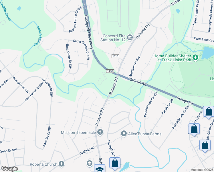 map of restaurants, bars, coffee shops, grocery stores, and more near Swtala Drive in Concord