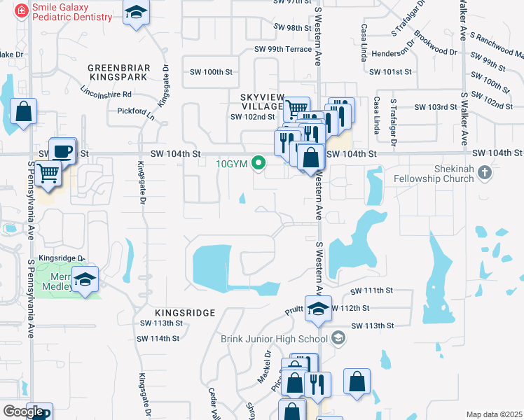map of restaurants, bars, coffee shops, grocery stores, and more near 963 Southwest 107th Street in Oklahoma City