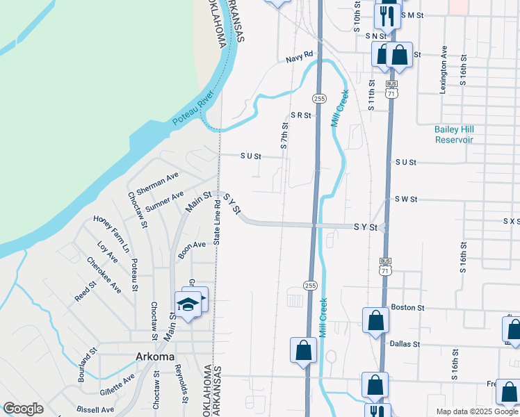 map of restaurants, bars, coffee shops, grocery stores, and more near 428 South U Street in Fort Smith