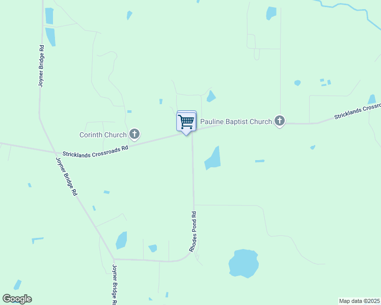 map of restaurants, bars, coffee shops, grocery stores, and more near 80 Rhodes Pond Road in Four Oaks