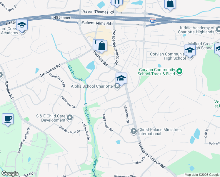 map of restaurants, bars, coffee shops, grocery stores, and more near 4804 Avalon Forest Lane in Charlotte