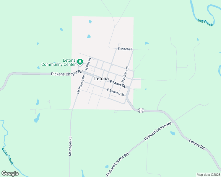 map of restaurants, bars, coffee shops, grocery stores, and more near 105 South West Street in Letona