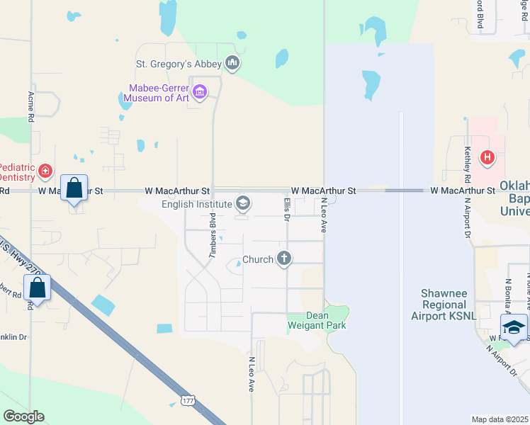 map of restaurants, bars, coffee shops, grocery stores, and more near 1832 West Wiley Street in Shawnee