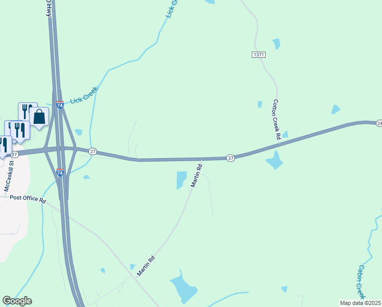 map of restaurants, bars, coffee shops, grocery stores, and more near 3135 North Carolina 24 in Biscoe