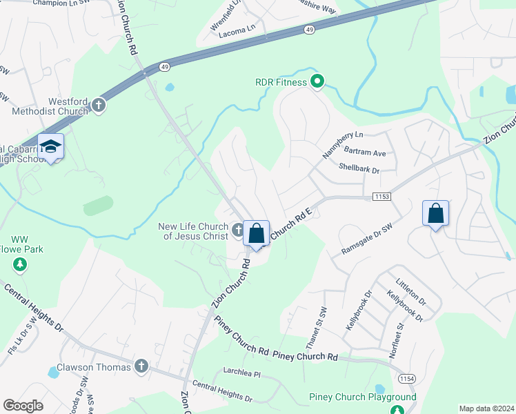 map of restaurants, bars, coffee shops, grocery stores, and more near 4122 Old Glory Drive in Concord