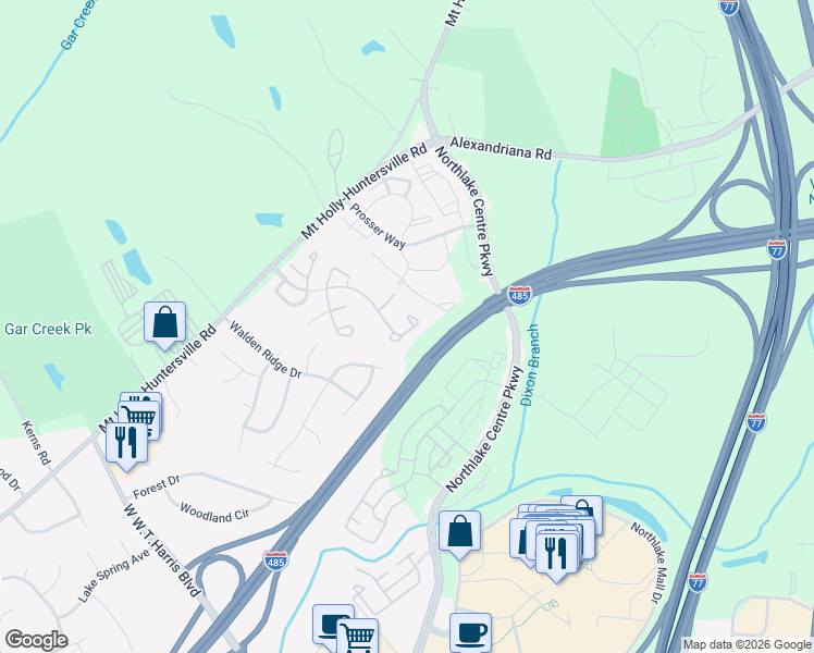 map of restaurants, bars, coffee shops, grocery stores, and more near 8360 Rudolph Road in Charlotte