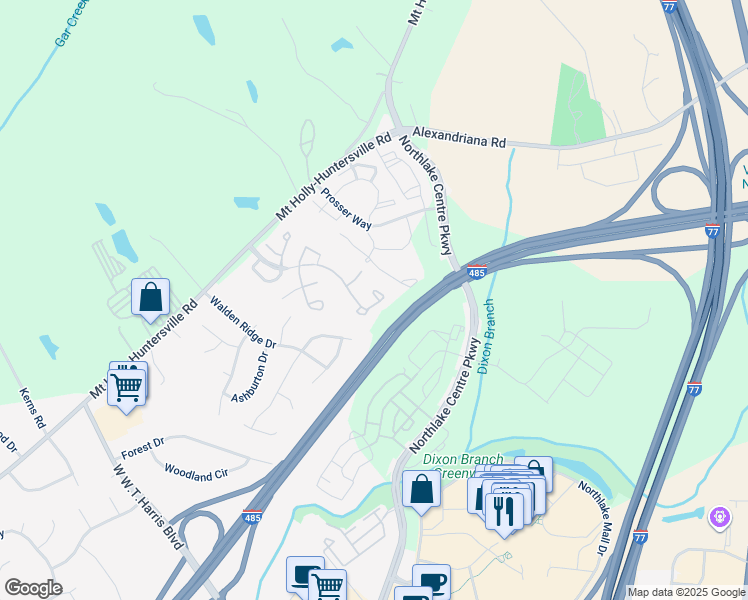map of restaurants, bars, coffee shops, grocery stores, and more near 8376 Rudolph Road in Charlotte