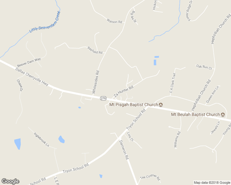 map of restaurants, bars, coffee shops, grocery stores, and more near 115 Za Hunter Road in Bessemer City